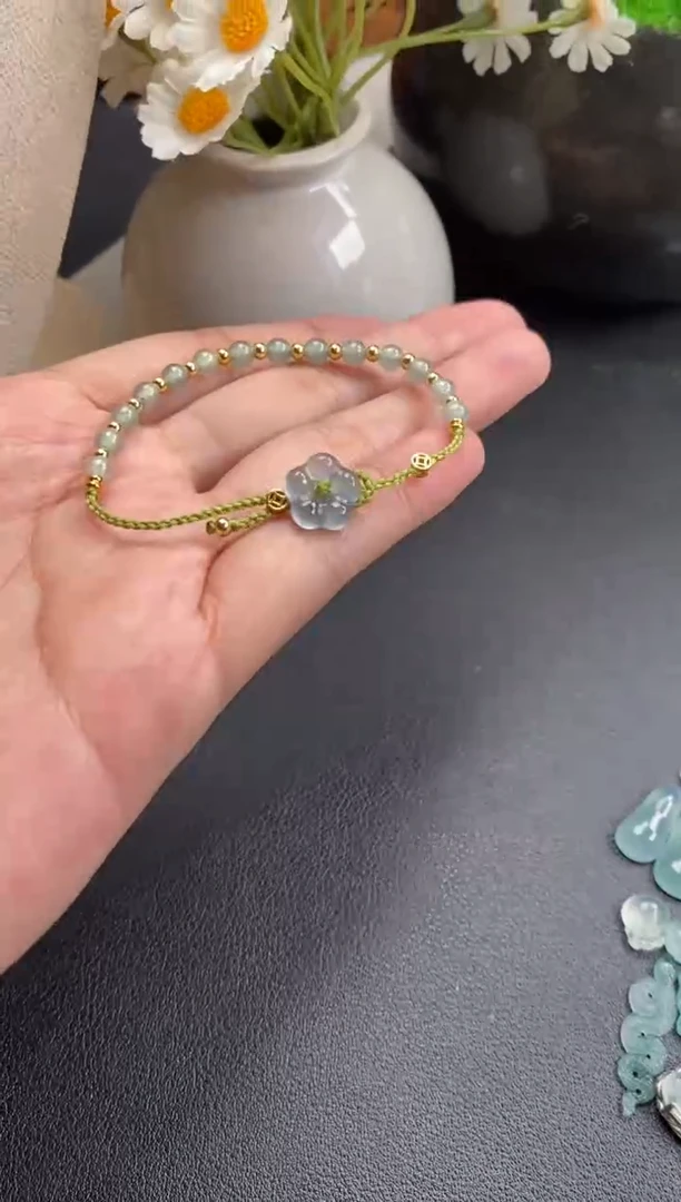 散珠翡翠花花手绳