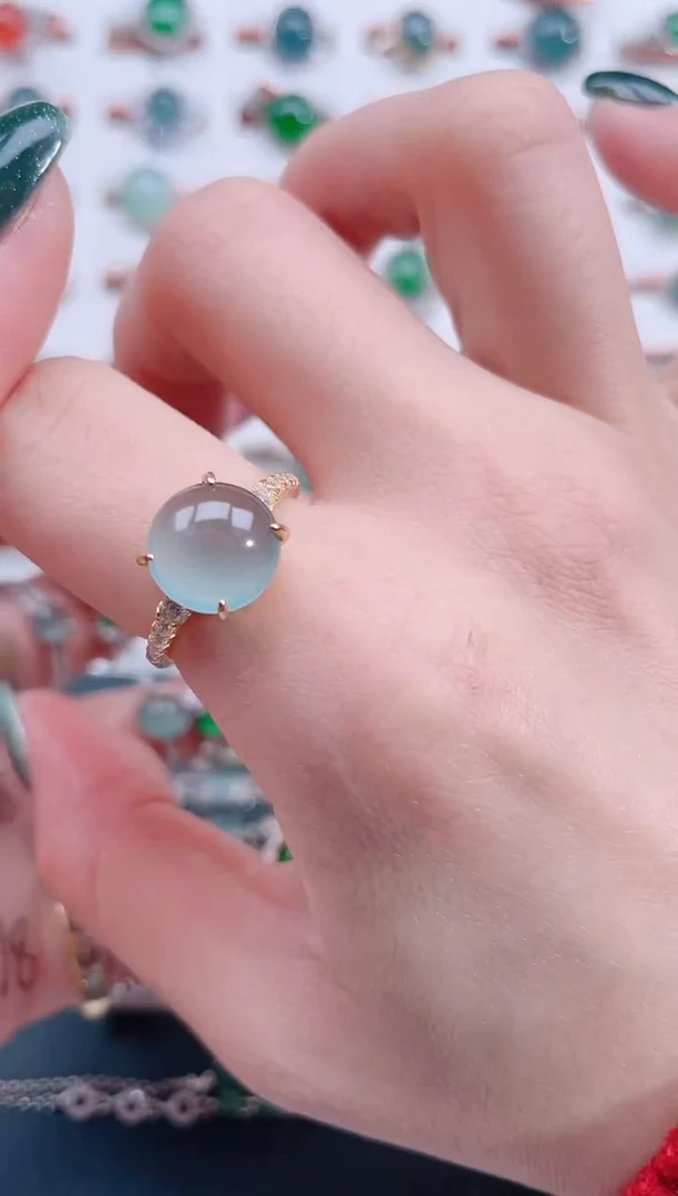 银S925镶嵌戒指翡翠天然翡翠