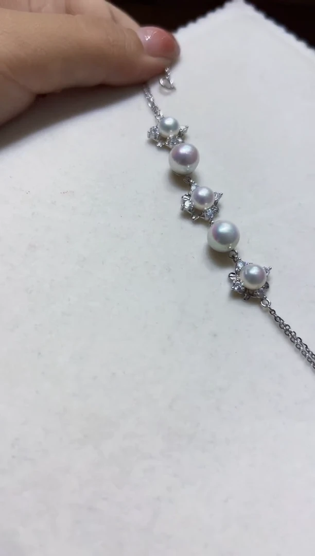 银S925镶嵌淡水珍珠手链42