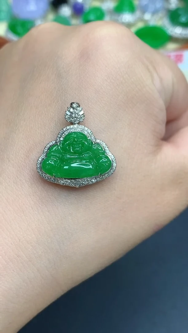 颈饰18K金镶嵌翡翠422-中国好珍宝