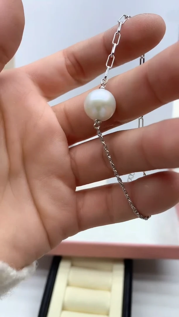 银S925镶嵌手链淡水珍珠1