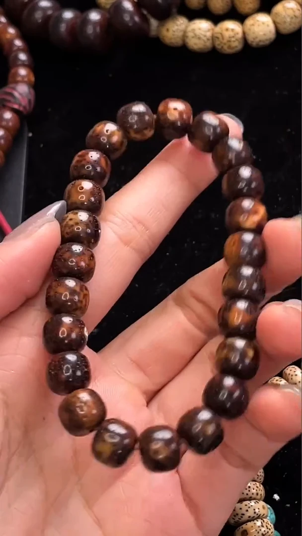 手串星月菩提精工级中珀桶珠10*9手串