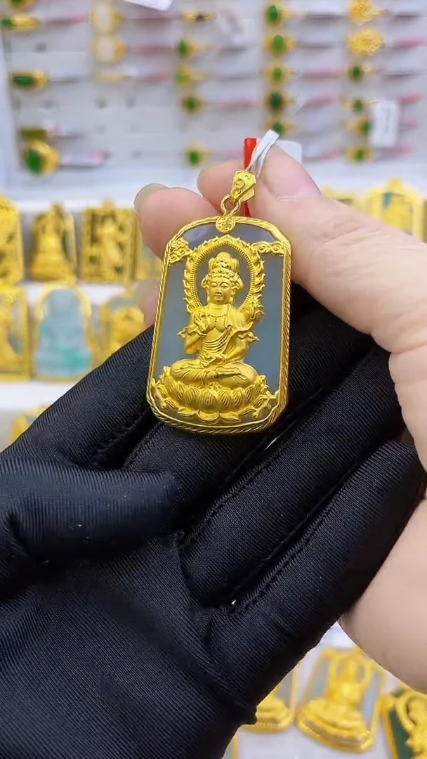 吊坠(不含链)足金镶嵌和田玉黄金和田玉吊坠