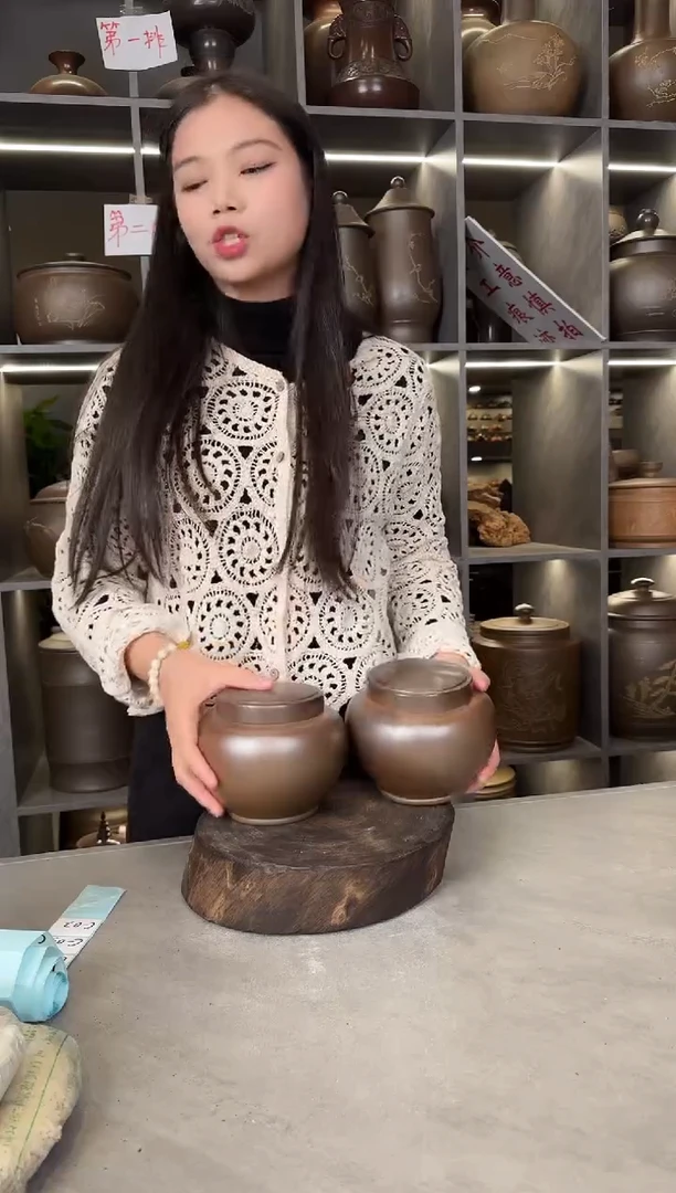 【闪购商品】罐本陶手作泥兴陶半斤装茶叶罐瑕疵气泡两个