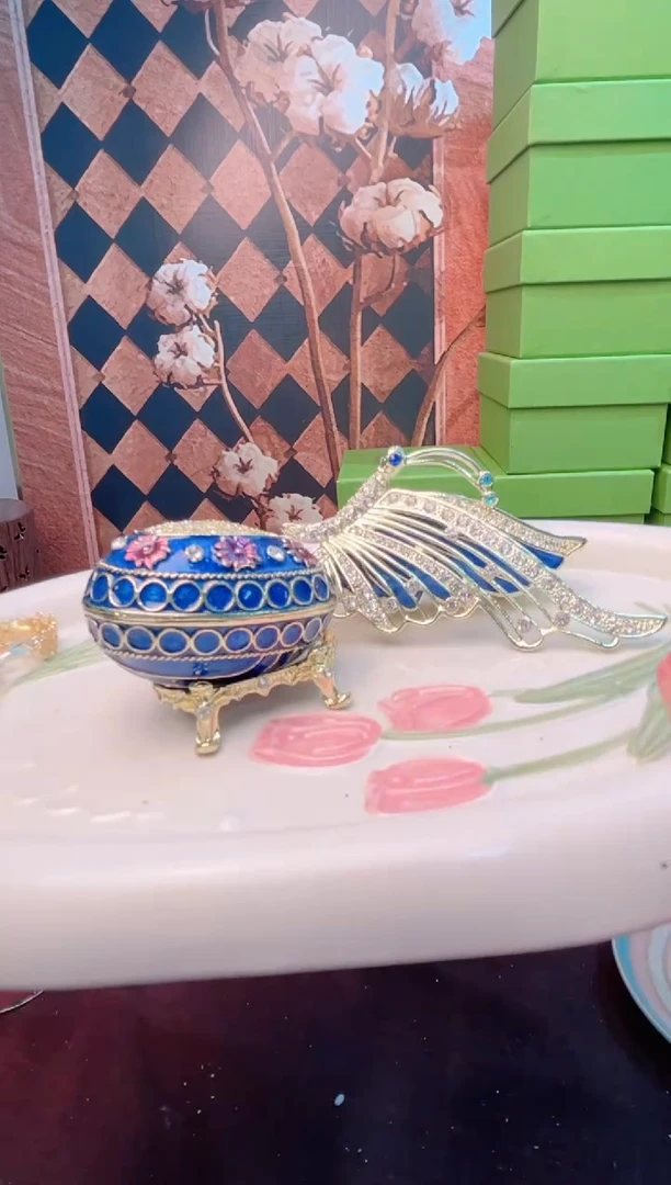 锌合金珐琅彩首饰盒摆件默认微瑕不退不换～