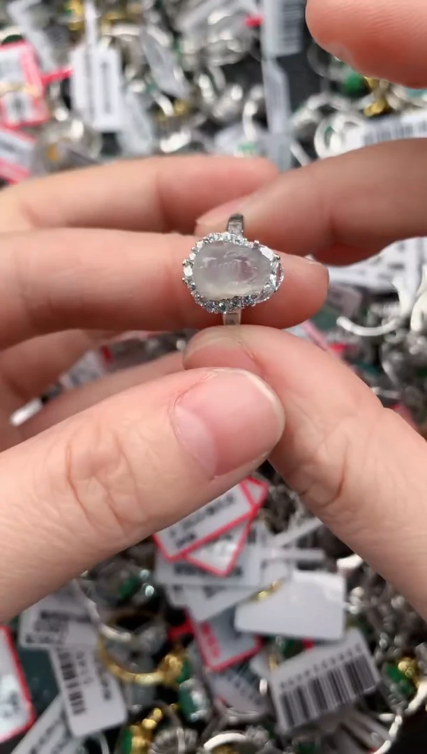 银S925镶嵌戒指翡翠444---4