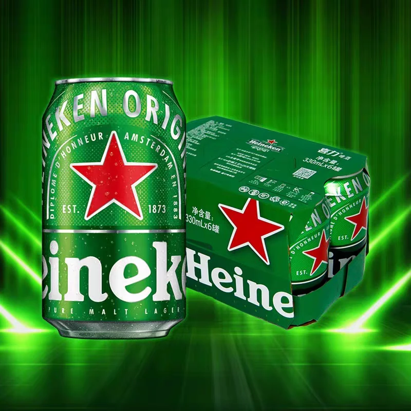 喜力啤酒经典罐装330ml*6罐黄啤芽度11.4酒精度5优级甄选全麦啤酒