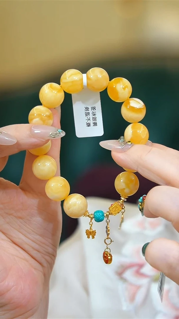 【闪购商品】蜜蜡手链18K金镶嵌蜜蜡18k单圈手链