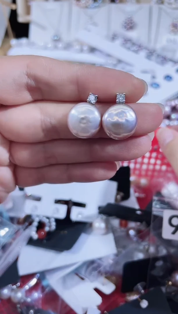 银S925镶嵌耳饰淡水珍珠耳环多其性发其一