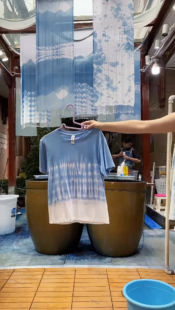 云浅蓝深 扎染服装 9936
