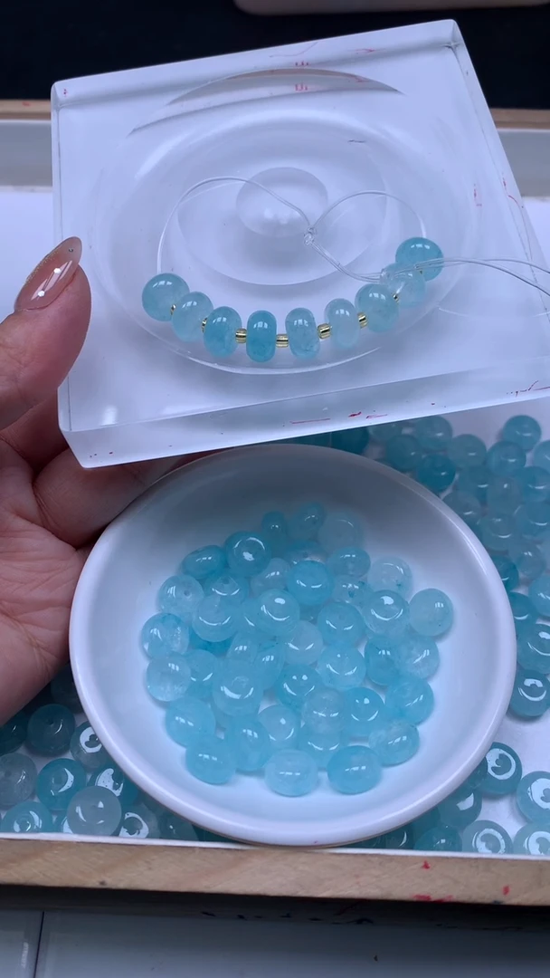 未镶嵌散珠碧玺E726 冰蓝碧玺大算盘6*10mm10颗6.8元