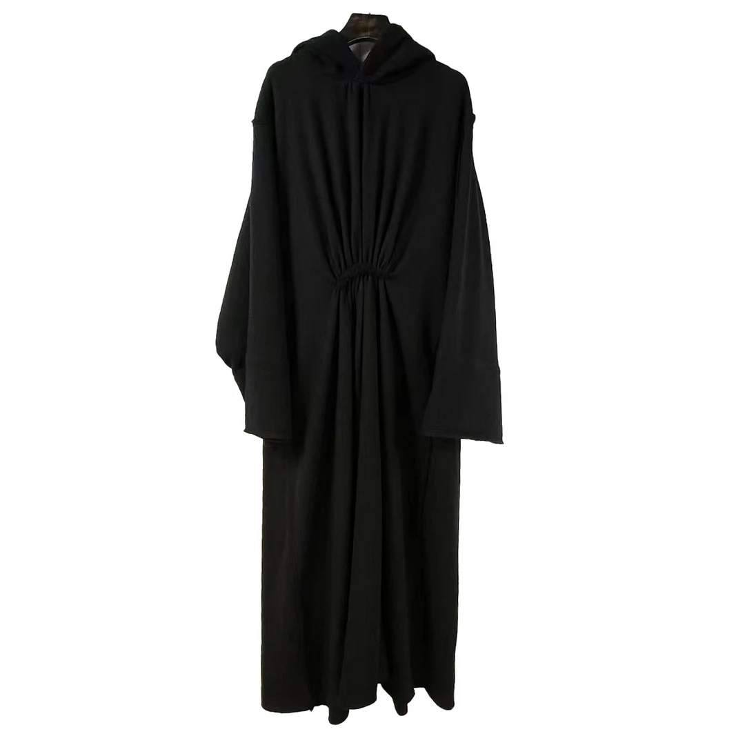 连帽羊毛连衣裙宽松轻奢