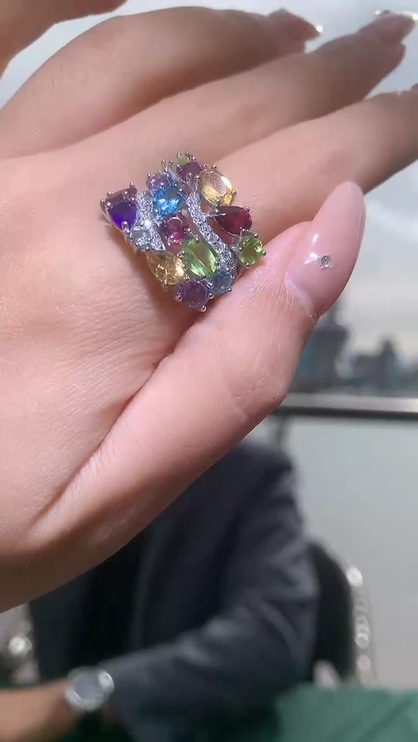 银S925镶嵌戒指水晶【宝石世家严选】