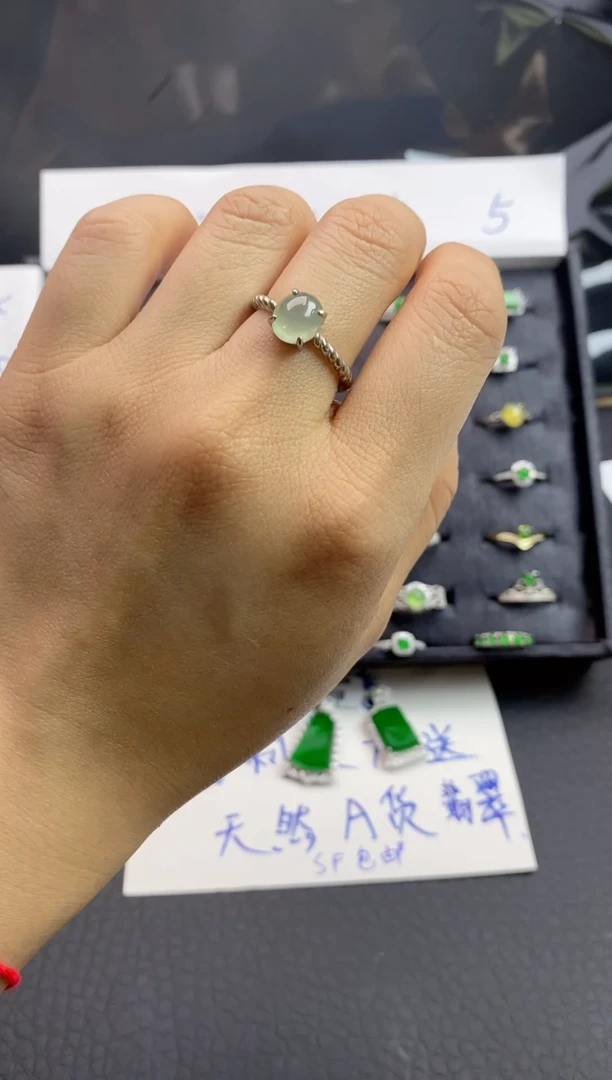 【闪购商品】翡翠戒指银S925镶嵌女士戒指