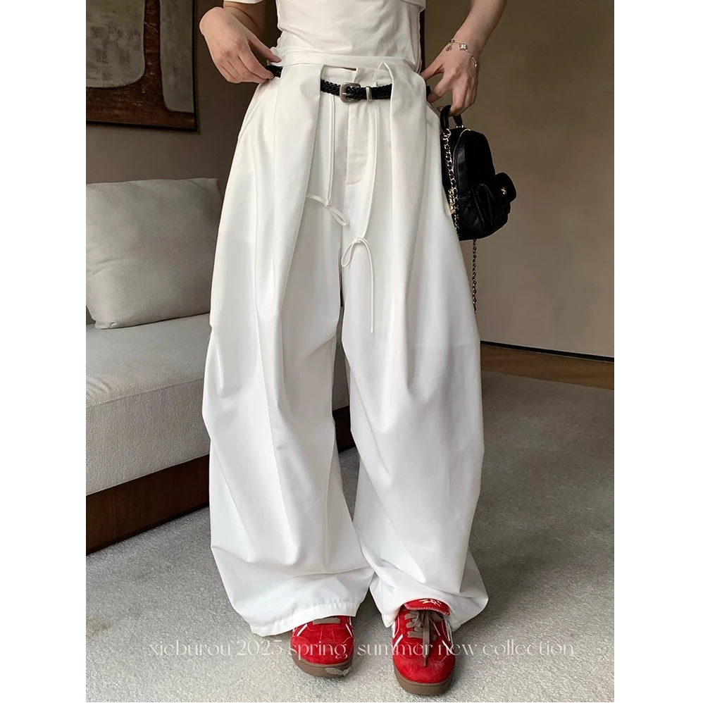 慵懒高腰阔腿休闲裤女装秋季宽松垂感百搭长款裤子工装裤拖地裤