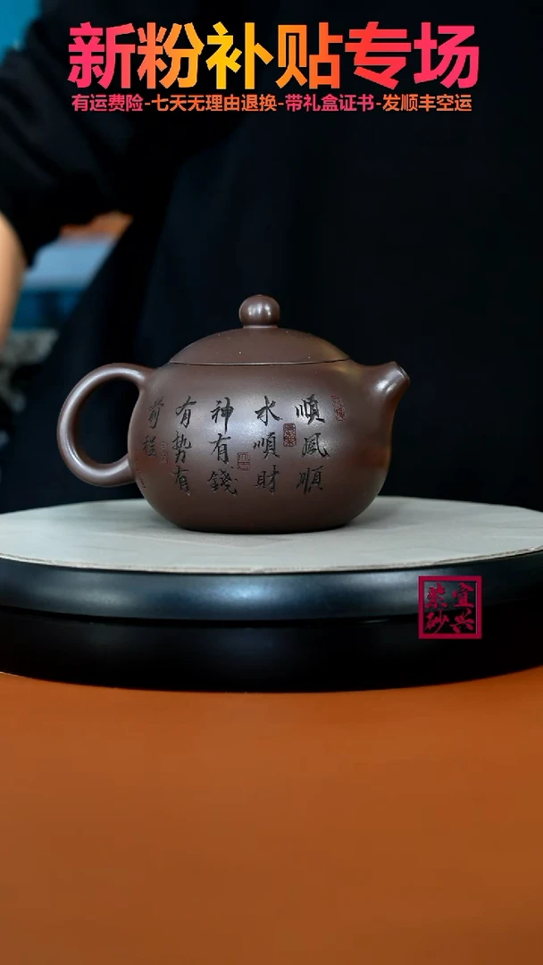茶壶紫砂李传荣紫茄泥金蟾西施320CC