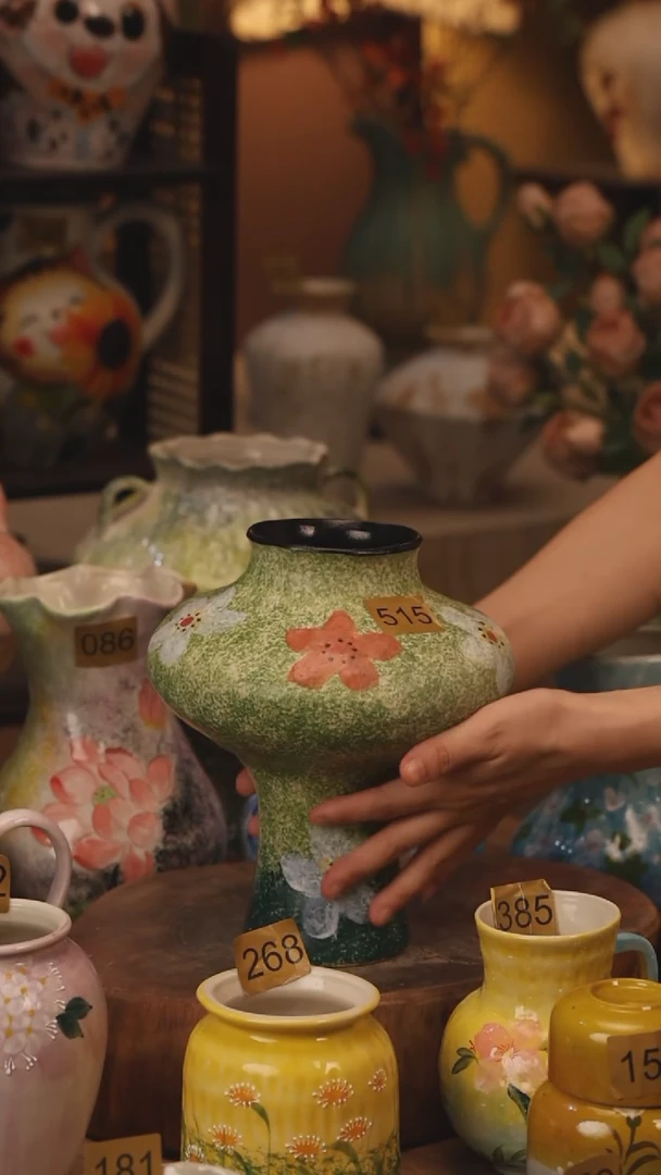 陶瓷515景德镇设计师手作花器摆件侘寂风