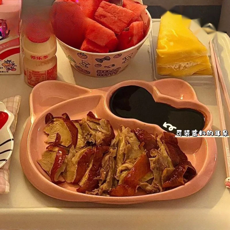 创意饺子盘子卡通高颜值家用碟子简约陶瓷盘蘸料碟分格