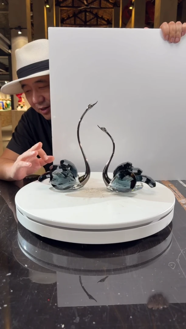 摆件CS0103050墨兰水晶天鹅一对
