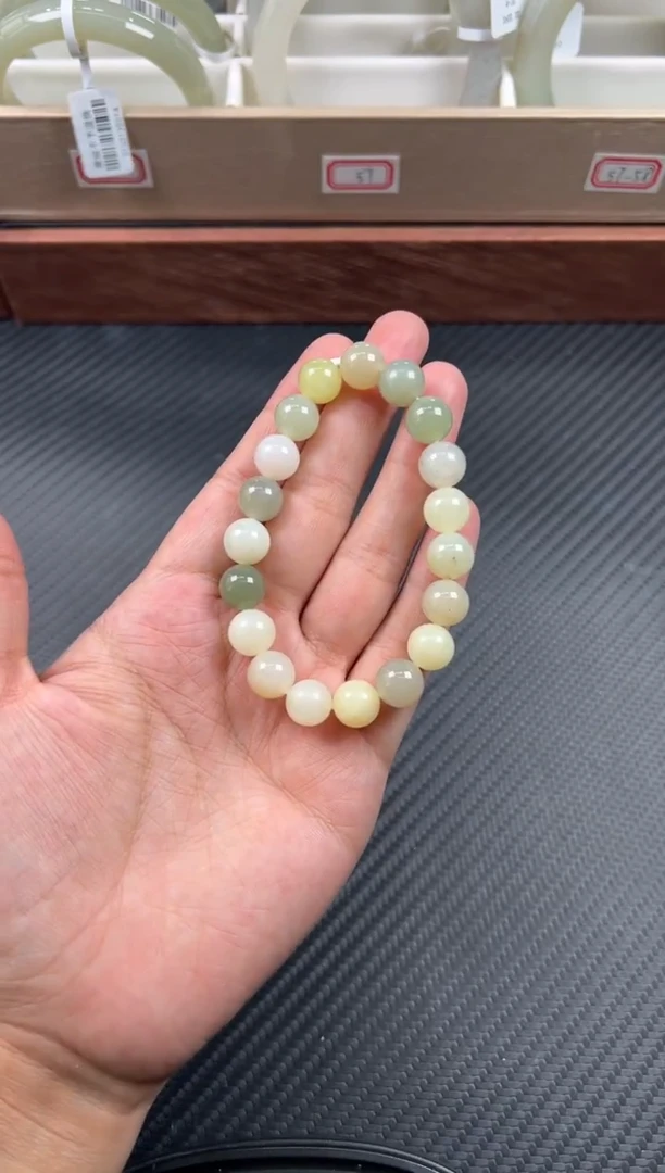 未镶嵌手串和田玉且末近矿微色差卡10HJm