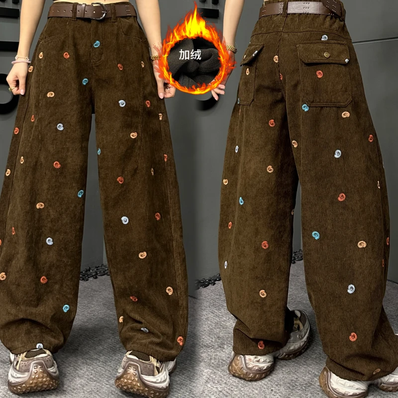 【亿火】秋冬新款休闲时尚阔腿民族风刺绣复古休闲裤G105-10582
