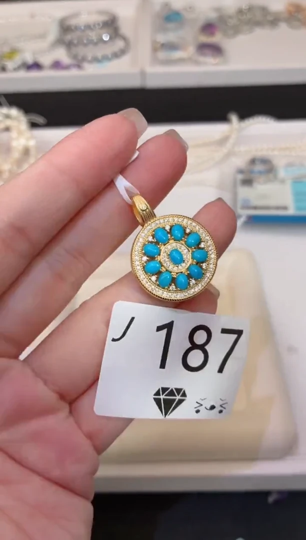 银S925镶嵌绿松石吊坠(不含链)多样性发一J187