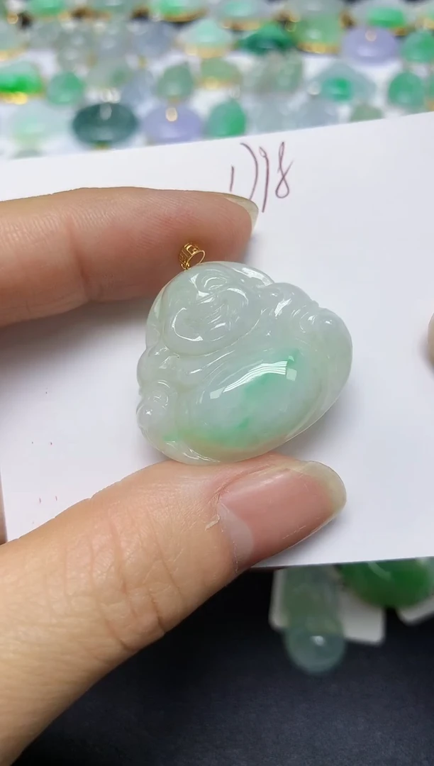 翡翠18K金镶嵌颈饰 天然翡翠A货