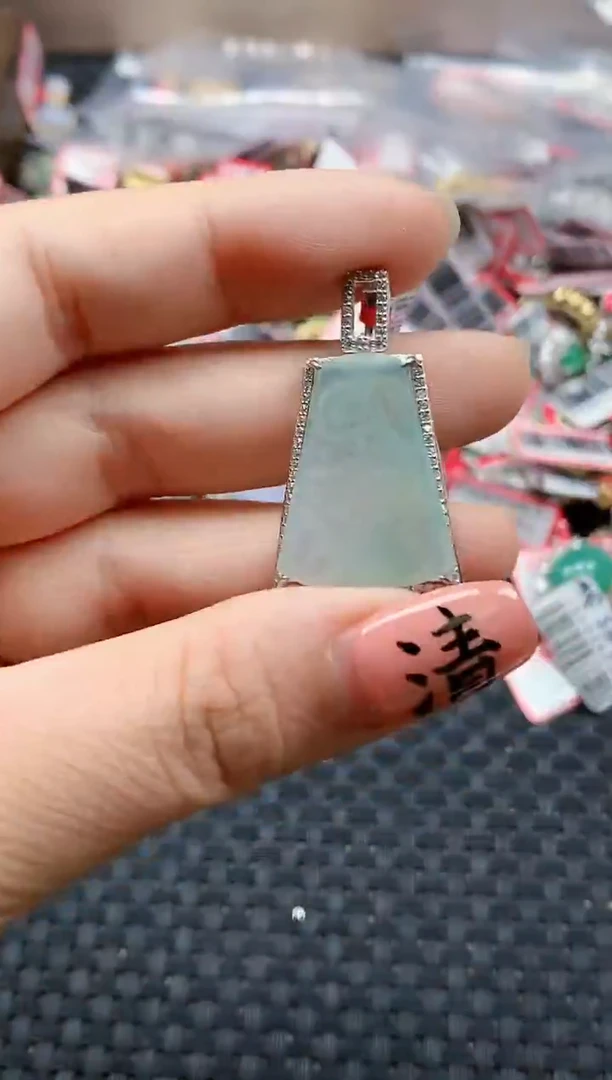 银S925镶嵌戒指翡翠天然A货缅甸翡翠