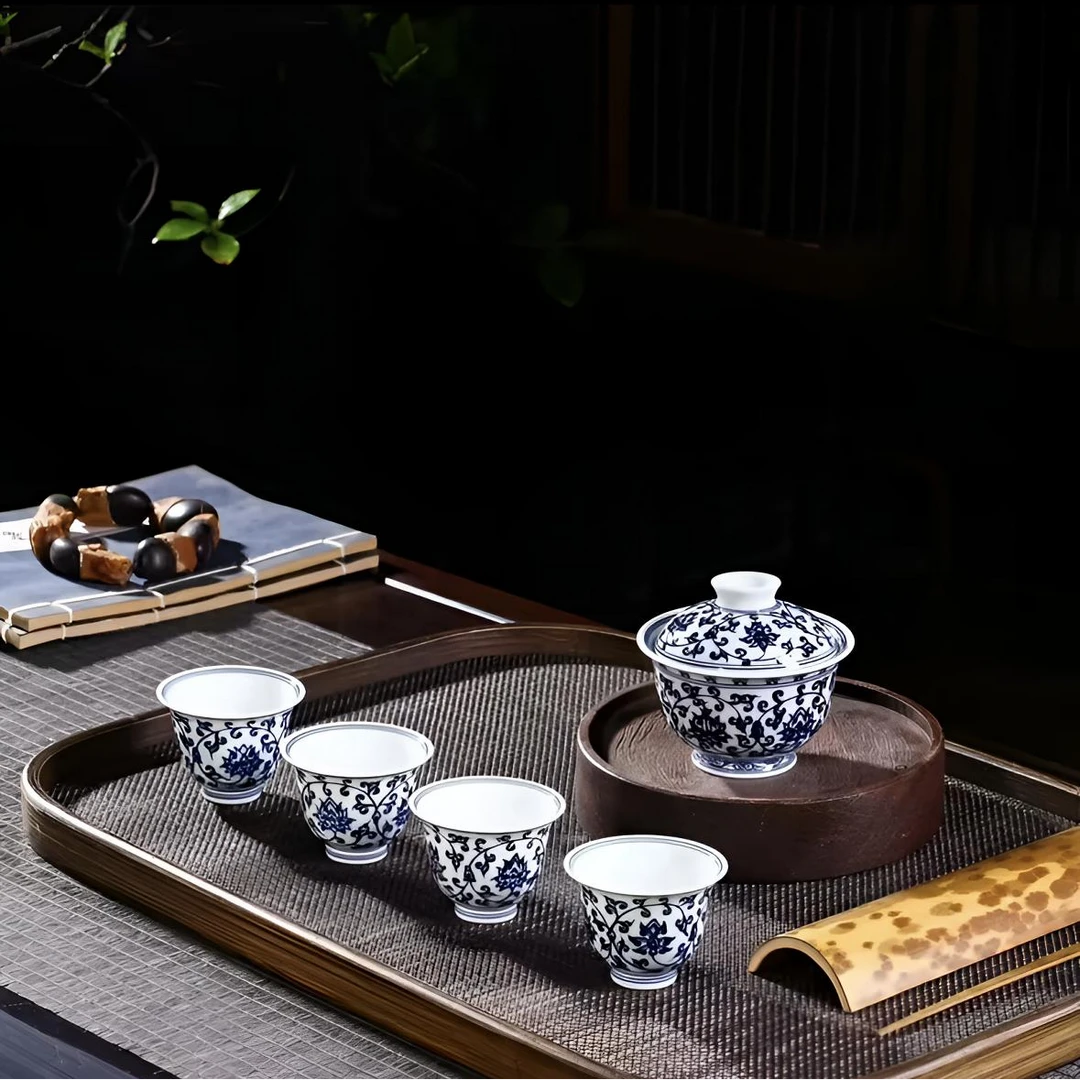 【景上添花】纯手工手绘精品小套组  缠枝莲纹