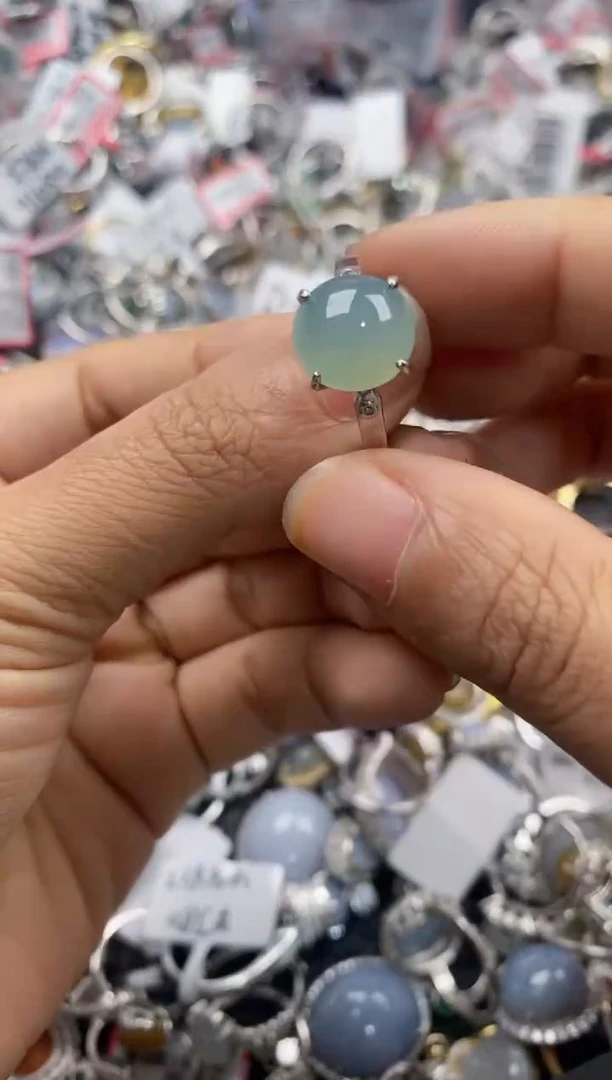 银S925镶嵌戒指翡翠888---7