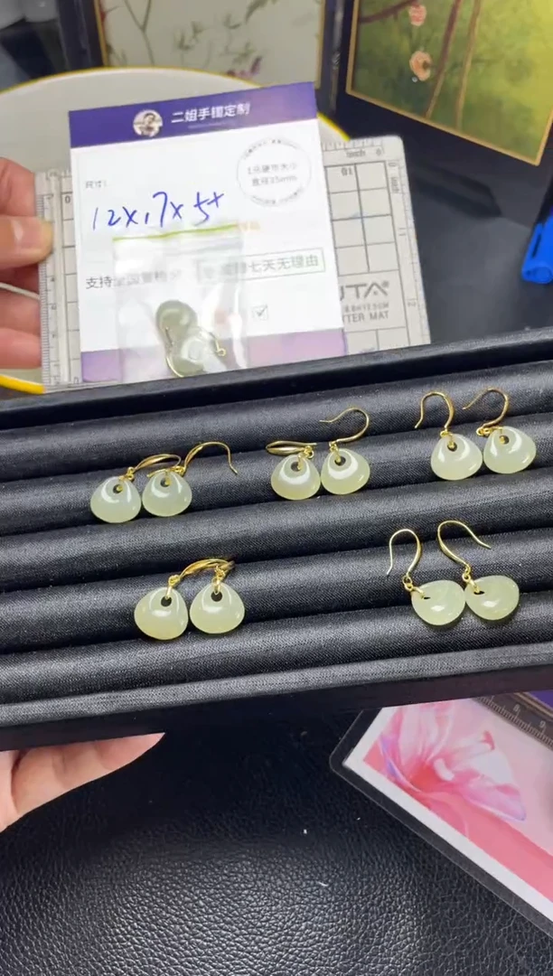 银S925镶嵌和田玉挂件耳坠1/多样性发其一配绳@CP