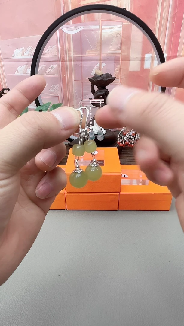 银S925镶嵌东陵石耳饰h406