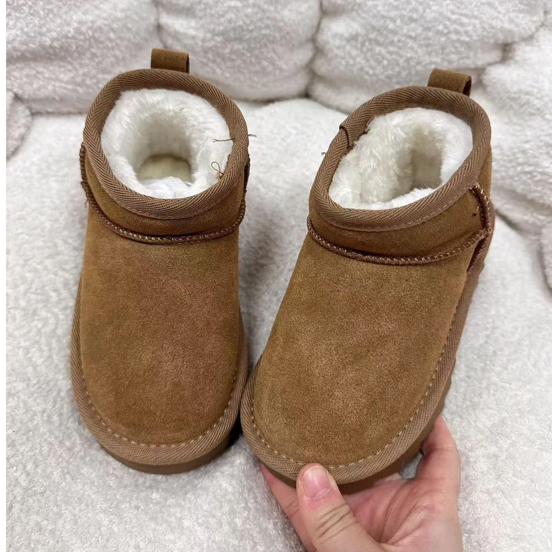 60071高端儿童时尚百搭羊毛牛皮牛筋底雪地靴