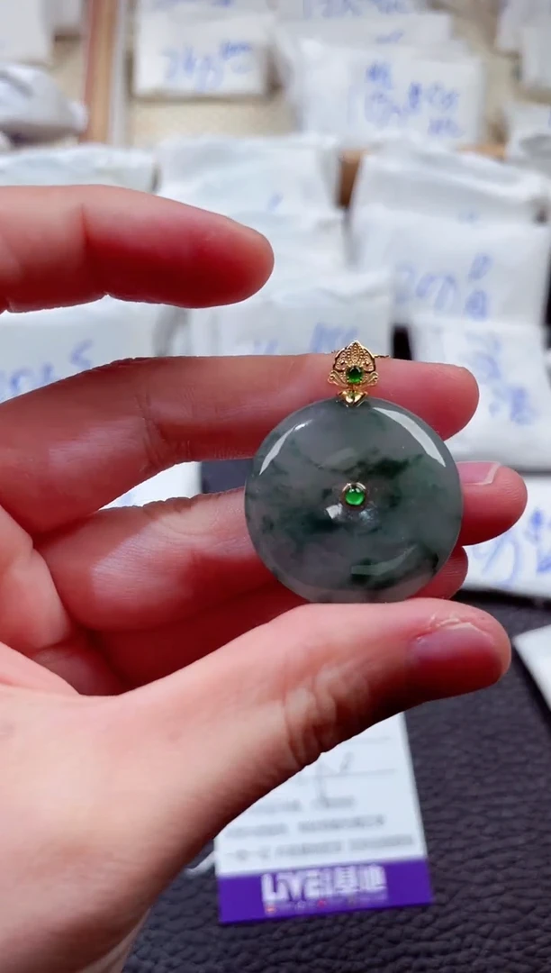 翡翠18K金镶嵌颈饰00000438