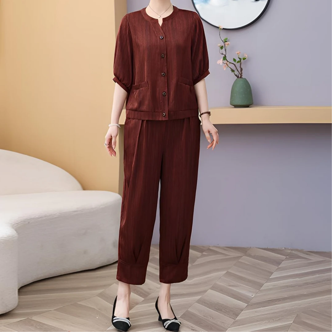 【母亲节感恩特惠】套装2025春夏款中老年洋气萝卜裤两件套