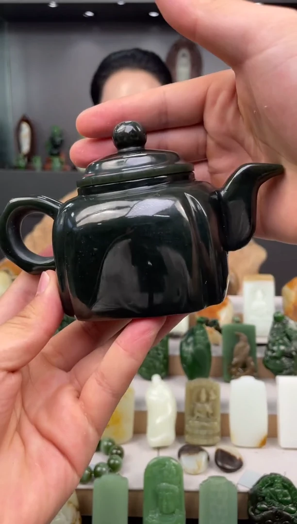 和田玉未镶嵌摆件茶壶4