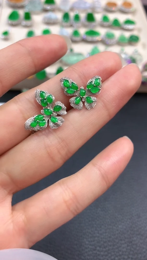 【闪购商品】翡翠耳饰18K金镶嵌n33不退换 多样性一件发货