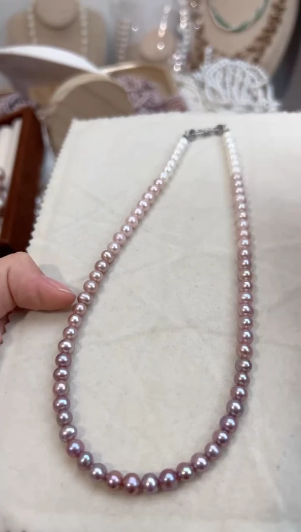 未镶嵌12淡水珍珠无核*强光珍珠项链6mm左右