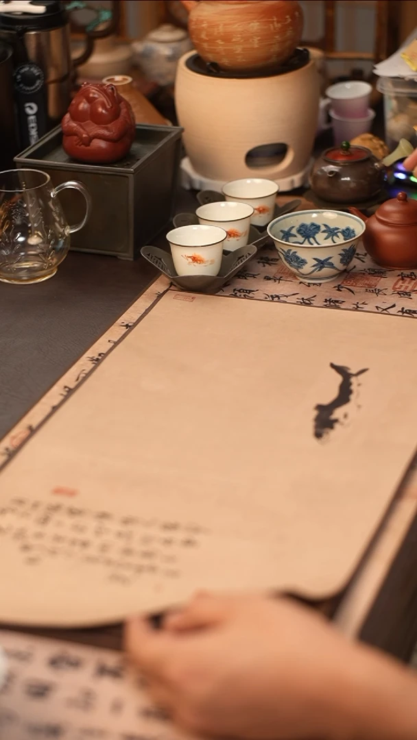 杯长款茶席 28x50 鱼图
