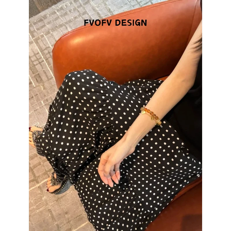 FVOFV【波点半身裙】冰凉丝滑A字大摆裙H1076-1