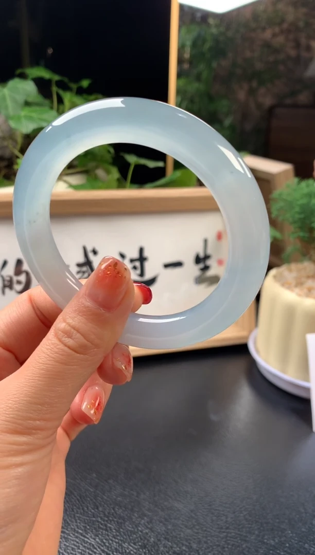 未镶嵌手镯翡翠随*蓝底圆条58+