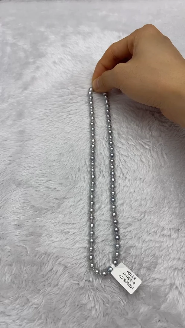 项链银S925镶嵌海水珍珠AK真多麻6-6.5mm
