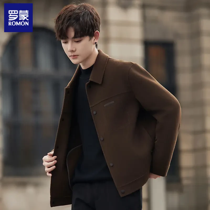 罗蒙毛呢夹克男装外套秋冬季2025新款双面呢子大衣短款高端百搭
