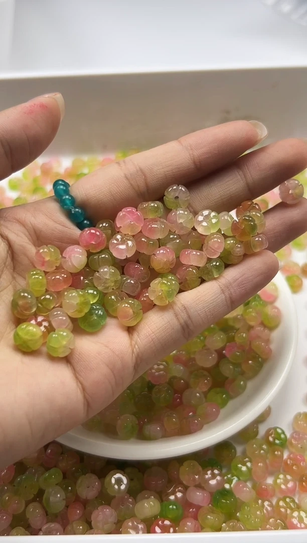 未镶嵌颈饰玛瑙/玉髓w2868水蜜桃五瓣花8mm*10颗