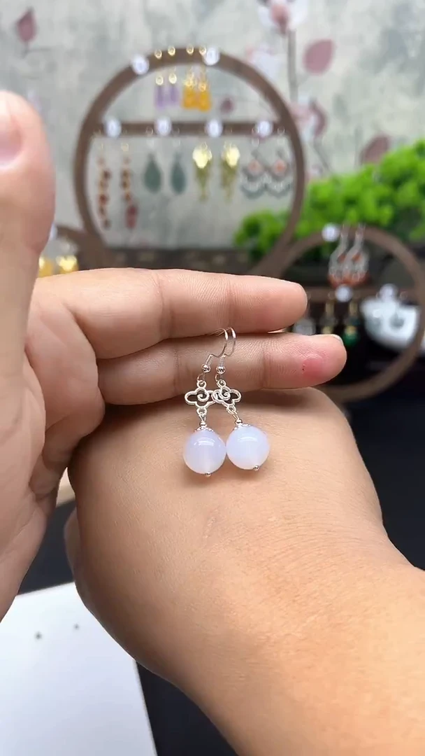 银S925镶嵌耳饰玛瑙/玉髓105