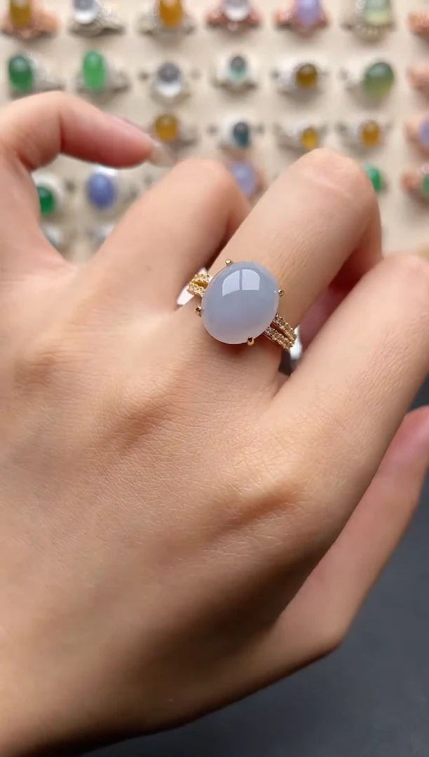 【闪购商品】翡翠戒指银S925镶嵌一物一证一礼盒