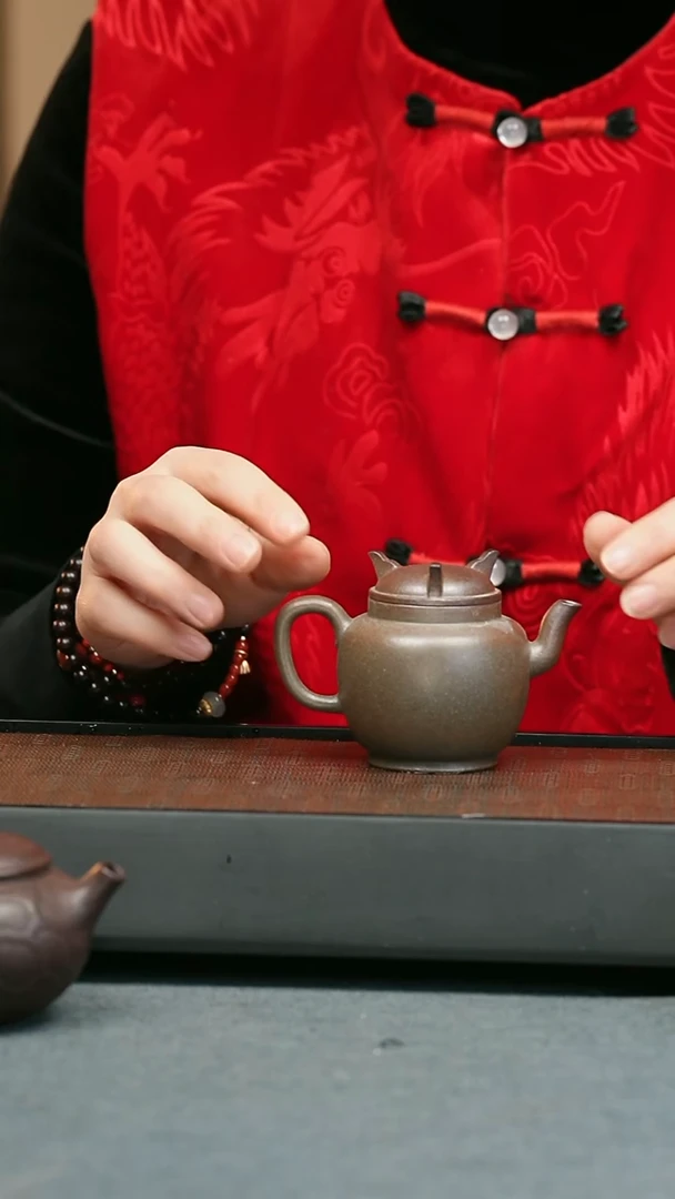 【闪购商品】紫砂茶壶五堂 大彬卣式-柴烧