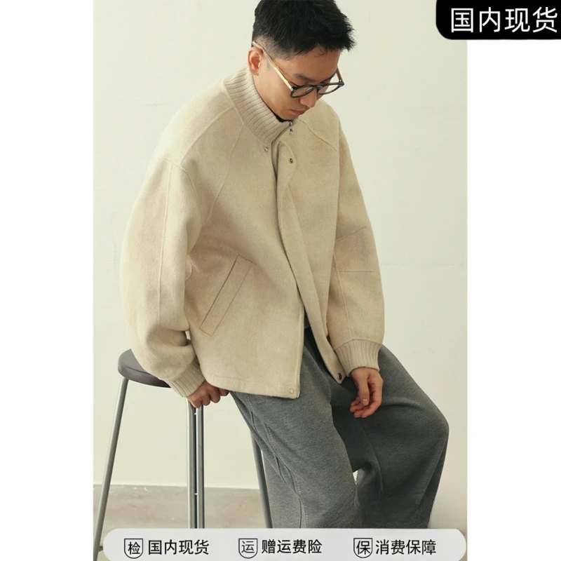 简约纯色立领拉链款夹克冬季新款潮流百搭洋气男士保暖老钱风外套