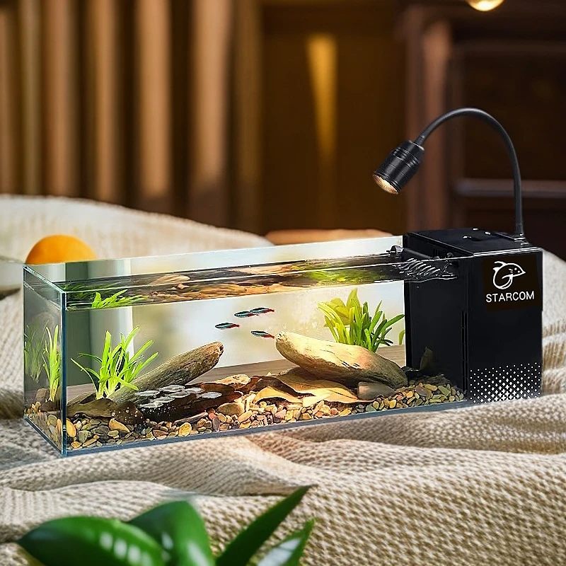 90-120超白玻璃桌面侧滤生态溪流缸可养鱼乌龟缸