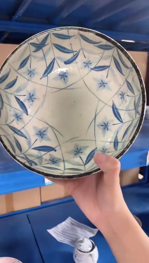 瓷片黄泥桔梗7.7英寸钵 微瑕